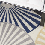 Nourison Grafix Geometric White 5'3" x Round Area Rug, Easy Clean, Non Shedding, Bed Room, Living Room, Dining Room, Kitchen (5 Round)