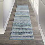Nourison Passion Bohemian Navy Blue 2'2" x 7'6" Area Rug, Easy Clean, Non Shedding, Bed Room, Living Room, Dining Room, Kitchen (2x8)