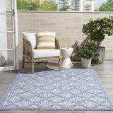Nourison Easy Care Moroccan Denim Blue 4' x 6' Area-Rug, Trellis, Easy-Cleaning, Non Shedding, Bed Room, Living Room, Dining Room, Backyard, Deck, Patio (4x6)