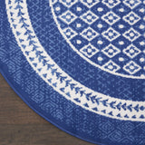 Nourison Whimsicle Geometric Navy 5' x Round Area Rug, Easy Cleaning, Non Shedding, Bed Room, Living Room, Dining Room, Kitchen (5 Round)