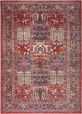 Nourison Fulton Vintage Red 5' x 7' Area Rug, Easy-Cleaning, Non Shedding, Bed Room, Living Room, Dining Room, Kitchen (5x7)