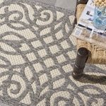 Nourison Palamos Indoor/Outdoor Cream Grey 2'2" x 3'9" Area Rug, Easy Cleaning, Non Shedding, Bed Room, Living Room, Dining Room, Backyard, Deck, Patio (2x4)