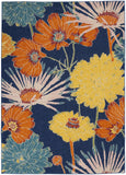 Nourison Allur Navy Multicolor 4' x 6' Area Rug, Modern, Floral, Bed Room, Living Room, Dining Room, Kitchen, Easy Cleaning, Non Shedding