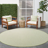 Nourison Courtyard Indoor/Outdoor Ivory Green 6' x Round Area Rug, Easy Cleaning, Non Shedding, Bed Room, Living Room, Dining Room, Backyard, Deck, Patio (6 Round)