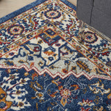 Nourison Passion Traditional Blue/Multicolor 5'3" x 7'3" Area -Rug, Easy -Cleaning, Non Shedding, Bed Room, Living Room, Dining Room, Kitchen (5x7)