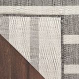 Nourison Positano 4' x 6' Indoor/Outdoor Charcoal Striped Area Rug, Easy-Cleaning, Non-Shedding, Coastal Style, Living Room, Dining Room, Deck, Patio