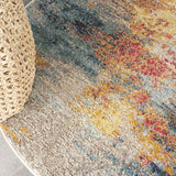 Nourison Celestial Multicolor 4' x Round Area Rug, Abstract, Non Shedding, Easy Cleaning Bed Room, Living Room, Dining Room, Kitchen, (4' Round)