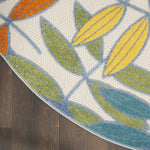 Nourison Aloha Indoor/Outdoor Tropical Botanical Ivory/Multi 4' x Round Area Rug, (4' Round)