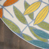 Nourison Aloha Indoor/Outdoor Tropical Botanical Ivory/Multi 4' x Round Area Rug, (4' Round)