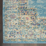Nourison Passion Light Blue 2'2" x 7'6" Area Rug, Boho, Traditional, Easy Clean, Non Shedding, Bed Room, Living Room, Hallway, (8' Runner)