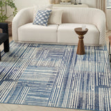 Nourison Grafix Abstract Blue Grey 5'3" x 7'3" Area -Rug, Easy -Cleaning, Non Shedding, Bed Room, Living Room, Dining Room, Kitchen (5x7)