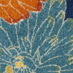 Nourison Allur Navy Multicolor 4' x 6' Area Rug, Modern, Floral, Bed Room, Living Room, Dining Room, Kitchen, Easy Cleaning, Non Shedding