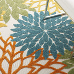 Nourison Aloha Indoor/Outdoor Floral Turquoise Multicolor 3'6" x 5'6" Area Rug, (4' x 6')