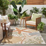 Nourison Aloha Indoor/Outdoor Ivory Multicolor 3'6" x 5'6" Area -Rug, Easy -Cleaning, Non Shedding, Bed Room, Living Room, Dining Room, Backyard, Deck, Patio (4x6)
