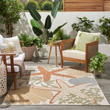 Nourison Aloha Indoor/Outdoor Ivory Multicolor 3'6" x 5'6" Area -Rug, Easy -Cleaning, Non Shedding, Bed Room, Living Room, Dining Room, Backyard, Deck, Patio (4x6)