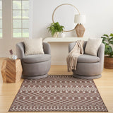 Nourison Positano 4' x 6' Indoor/Outdoor Area Rug, Brown, Modern, Geometric Pattern, Easy Cleaning, Non Shedding, Bedroom, Living Room, Dining Room, Deck, Backyard, Patio