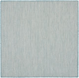 Nourison Courtyard 4' x Square Ivory Aqua Fabric Modern Area Rug (4' Square)