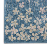 Nourison Tranquil Floral Turquoise 2'3" x 7'3" Area -Rug, Easy -Cleaning, Non Shedding, Bed Room, Living Room, Dining Room, Kitchen (2x7)