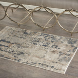 Nourison Concerto Beige/Grey 2'2" x 3'9"Area -Rug, Abstract, Distressed, Easy -Cleaning, Non Shedding, Bed Room, Living Room, Dining Room, Kitchen (2x4)