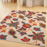 Nourison Aloha Indoor/Outdoor Modern Multicolor 3'6" x 5'6" Area Rug, Easy Cleaning, Non Shedding, Bed Room, Living Room, Dining Room, Kitchen (4x6)