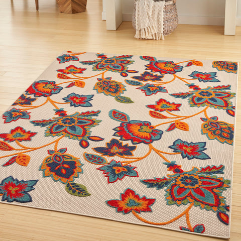 Nourison Aloha Indoor/Outdoor Modern Multicolor 3'6" x 5'6" Area Rug, Easy Cleaning, Non Shedding, Bed Room, Living Room, Dining Room, Kitchen (4x6)