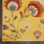 Nourison Allur Floral Yellow Multicolor 5'3" x 7'3" Area -rug, Easy -cleaning, Non Shedding, Bed Room, Living Room, Dining Room, Kitchen (5x7)