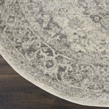 Nourison Tranquil Ivory/Grey 5'3" x Area Rug, Easy Cleaning, Non Shedding, Bed, Living, Dining Room, Kitchen (5 Round)
