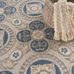 Nourison Aloha Indoor/Outdoor Blue/Grey 3'6" x 5'6" Area Rug, Easy Cleaning, Non Shedding, Bed Room, Living Room, Dining Room, Patio, Deck, Backyard (4x6)