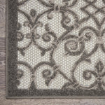 Nourison Aloha Indoor/Outdoor Grey/Charcoal 2'3" x 8' Area Rug, Transitional, French Country, Easy Cleaning, Non Shedding, Bed Room, Kitchen, Living Room, Deck, Backyard, (8' x Runner)