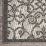 Nourison Aloha Indoor/Outdoor Grey/Charcoal 2'3" x 8' Area Rug, Transitional, French Country, Easy Cleaning, Non Shedding, Bed Room, Kitchen, Living Room, Deck, Backyard, (8' x Runner)