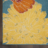 Nourison Allur Turquoise Multicolor 4' x 6' Area Rug, Modern, Floral, Bed Room, Living Room, Dining Room, Kitchen, Easy Cleaning, Non Shedding