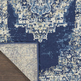 Nourison Grafix Navy Blue 2'3" x 12' Area Rug Easy Clean, Non Shedding, Bed Room, Living Room, Dining Room, Kitchen (12' Runner)