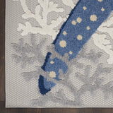 Nourison Aloha Indoor/Outdoor Blue/Grey 7'10" x 10'6" Area Rug, Coastal, Tropical, Easy Cleaning, Non Shedding, Bed Room, Living Room, Deck, Backyard, (8' x 11')