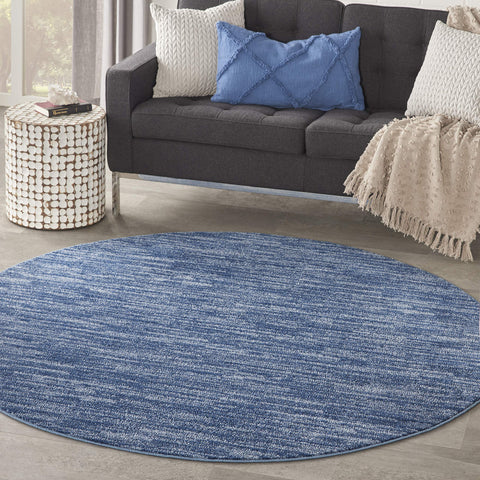 Nourison Essentials 6' x Round Navy Blue Fabric Outdoor Area Rug (6' Round)