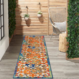 Nourison Aloha Indoor/Outdoor Multicolor 2'3" x 10' Area Rug, Transitional, French Country, Easy Cleaning, Non Shedding, Bed Room, Kitchen, Living Room, Deck, Backyard, (10' x Runner)