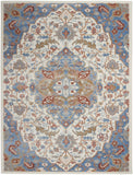 Nourison Elation Floral Ivory Blue 5'3" x 7'3" Area Rug, Easy-Cleaning, Non Shedding, Bed Room, Living Room, Dining Room, Kitchen (5x7)
