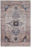Nourison Brilliance Machine Washable Traditional Vintage Ivory Blue 4' x 6' Area -Rug, Easy -Cleaning, Non Shedding, Bed Room, Living Room, Dining Room, Kitchen (4x6)