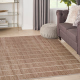 Nourison Serenity Home Geometric Mocha Ivory 3'11" x 5'11" Area Rug, Easy-Cleaning, Non-Shedding, Bedroom, Living Room, Dining Room, Backyard, Deck, Patio (4x6)