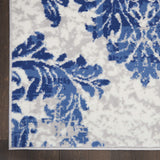 Nourison Whimsicle Damask Ivory Navy 3' x 5' Area Rug, Easy Cleaning, Non Shedding, Bed Room, Living Room, Dining Room, Kitchen (3x5)