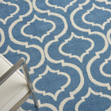 Nourison Jubilant Trellis Blue 6' x 9' Area -Rug, Easy -Cleaning, Non Shedding, Bed Room, Living Room, Dining Room, Kitchen (6x9)