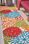 Nourison Aloha Indoor/Outdoor Green 2'3'' x 10' Area--Rug, Tropical, Botanical, Easy--Cleaning, Non Shedding, Bed Room, Living Room, Dining Room, Deck, Backyard, Patio (2x10)