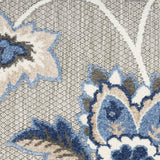 Nourison Aloha Indoor/Outdoor Modern Blue Grey 2'8" x 4' Area Rug, Easy Cleaning, Non Shedding, Bed Room, Living Room, Dining Room, Backyard, Deck, Patio (3x4)