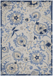 Nourison Aloha Indoor/Outdoor Blue/Grey 3'6" x 5'6" Area Rug, Easy Clean, Non Shedding, Bed Room, Living Room, Dining Room, Backyard, Deck, Patio (4x6)