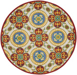 Nourison Aloha Indoor/Outdoor Red/Multi 7'10" x Round Area Rug, Easy Cleaning, Non Shedding, Bed Room, Living Room, Dining Room, Backyard, Deck, Patio, High-traffic Areas (8 Round)