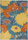 Nourison Allur Turquoise Multicolor 4' x 6' Area Rug, Modern, Floral, Bed Room, Living Room, Dining Room, Kitchen, Easy Cleaning, Non Shedding