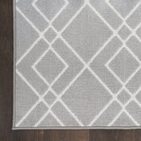 Nourison Modern Lines Modern Geometric Silver 5' x 7' Area-Rug, Easy-Cleaning, Non Shedding, Bed Room, Living Room, Dining Room, Kitchen (5x7)