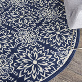 Nourison Jubilant Floral Navy/Ivory 5'3'' x Round Area-Rug, Easy-Cleaning, Non Shedding, Bed Room, Living Room, Dining Room, Kitchen (5 Round)