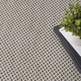 Nourison Courtyard Indoor/Outdoor Ivory/Charcoal 5' x 8' Oval Area Rug, Easy Cleaning, Non Shedding, Bed Room, Living Room, Dining Room, Backyard, Deck, Patio (5x8 Oval)