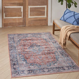 Nourison Brilliance Machine Washable Traditional Vintage Blue/Multi 4' x 6' Area -Rug, Easy -Cleaning, Non Shedding, Bed Room, Living Room, Dining Room, Kitchen (4x6)