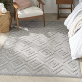 Nourison Versatile Indoor/Outdoor Silver Grey 4' x 6' Area Rug, Easy Cleaning, Non Shedding, Bed Room, Living Room, Dining Room, Deck, Backyard, Patio, High Traffic Area (4x6)
